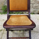 Folding chair, wood and vintage yellow ochre velvet