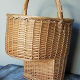 Asymmetrical woven rattan basket