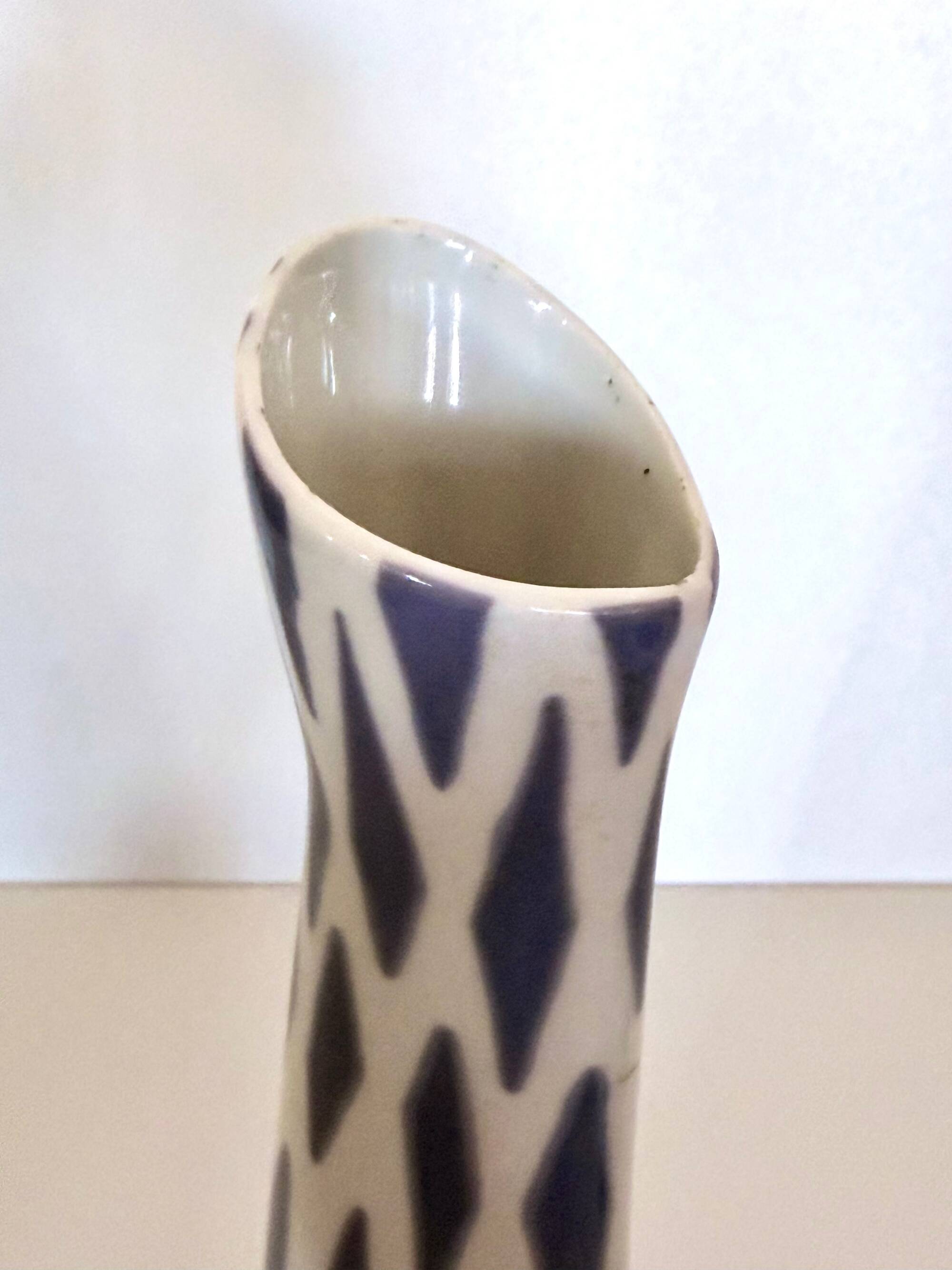 White and Blue Porcelain Vase by Jindřich Marek for Royal Dux, Czech Republ