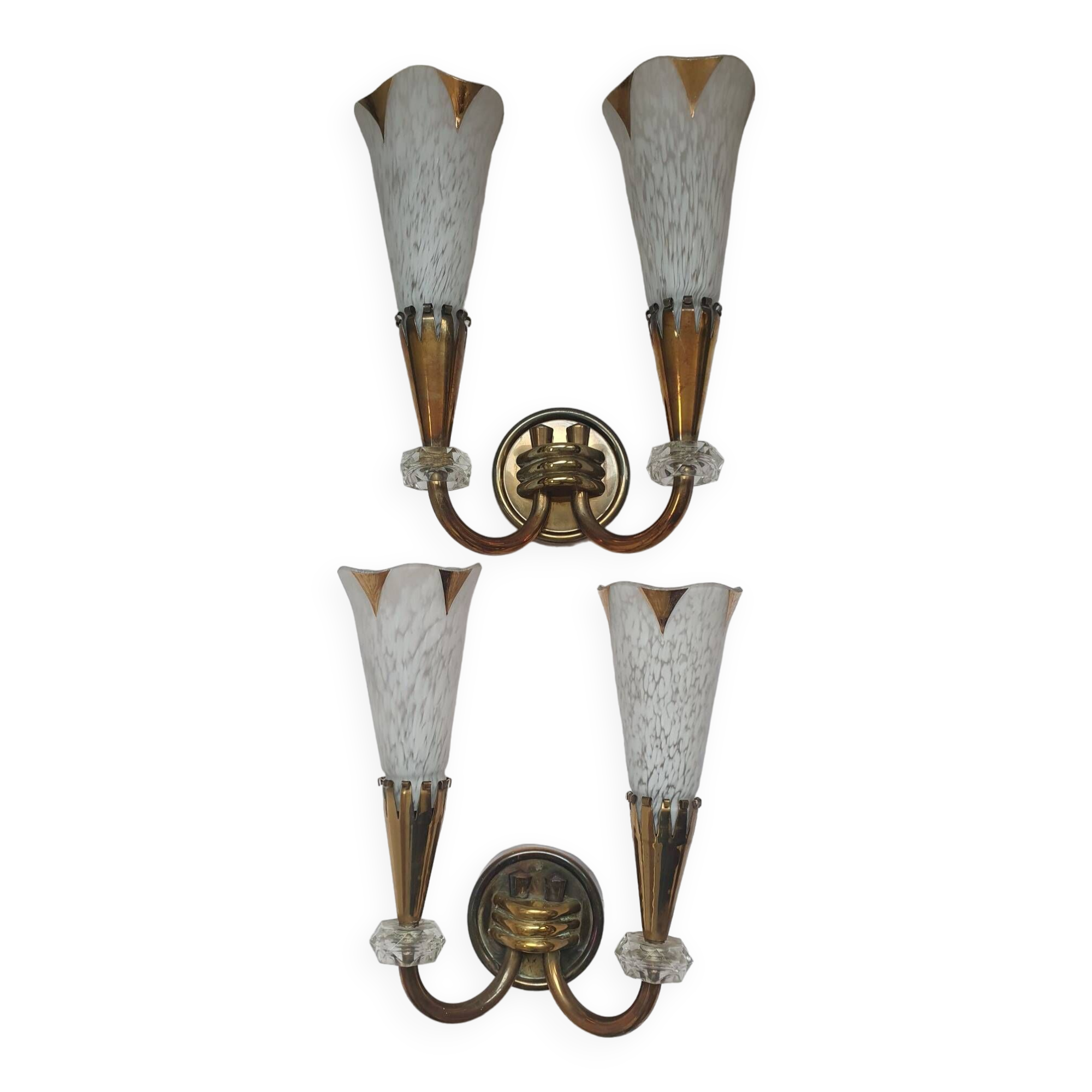Pair of wall lights from Maison Lunel (Royal Production) Arum model from the 50s
