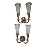 Pair of wall lights from Maison Lunel (Royal Production) Arum model from the 50s