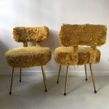 Pair of Pelfran chairs in yellow-orange moumoute
