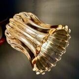 Vintage tulip wall light in thick amber glass
