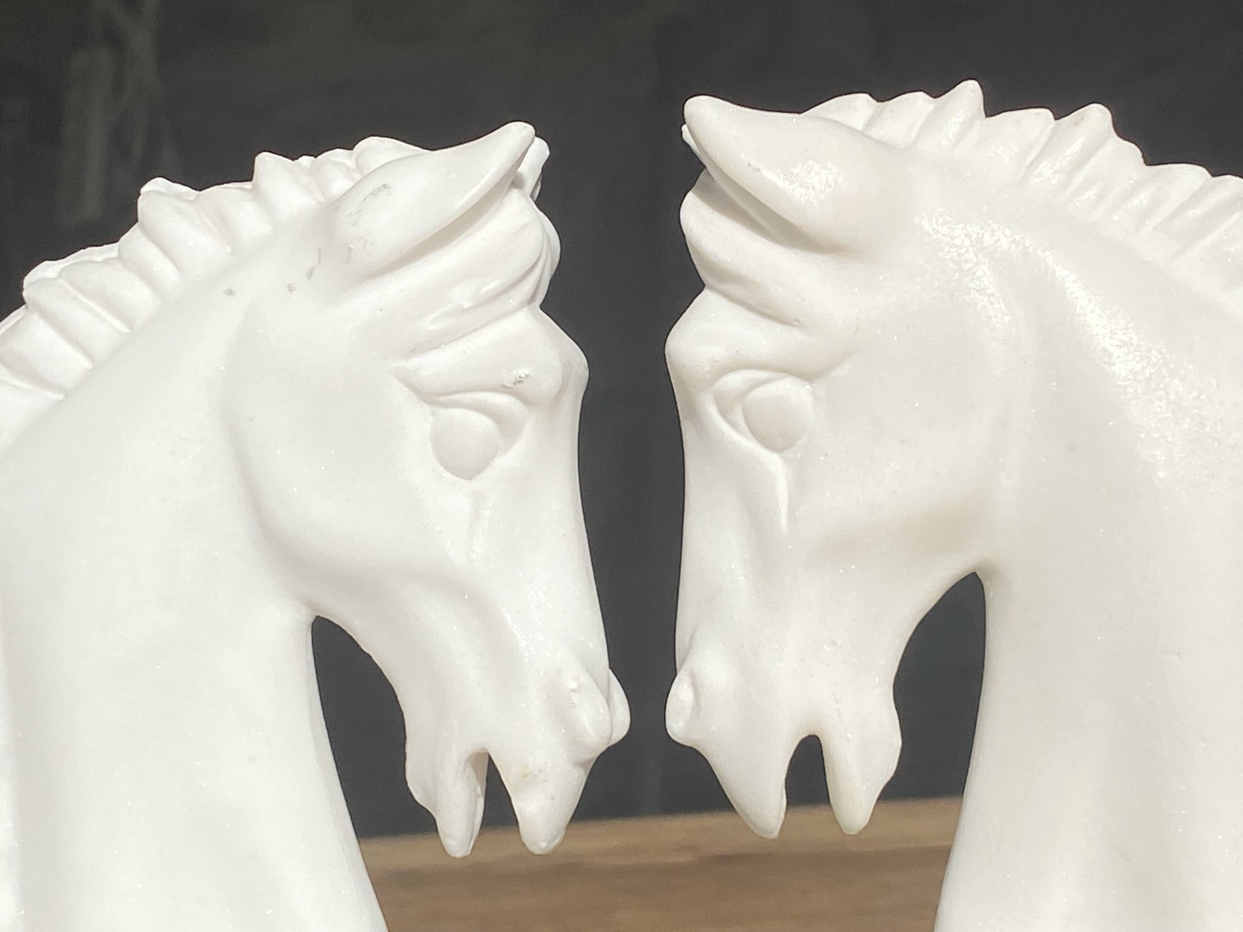 Pair of horse head bookends natural stone