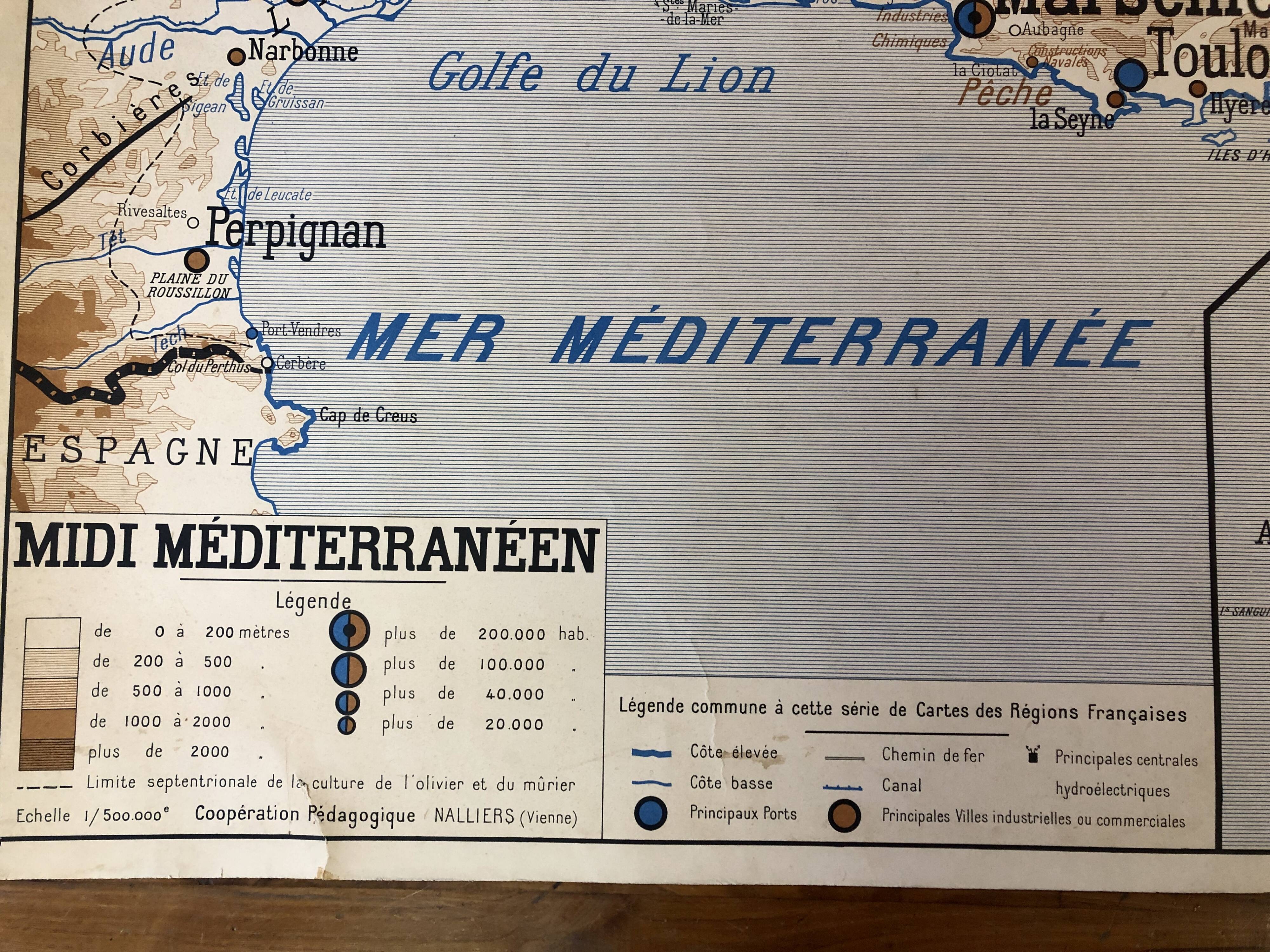 Map old region Marseille and Bordeaux