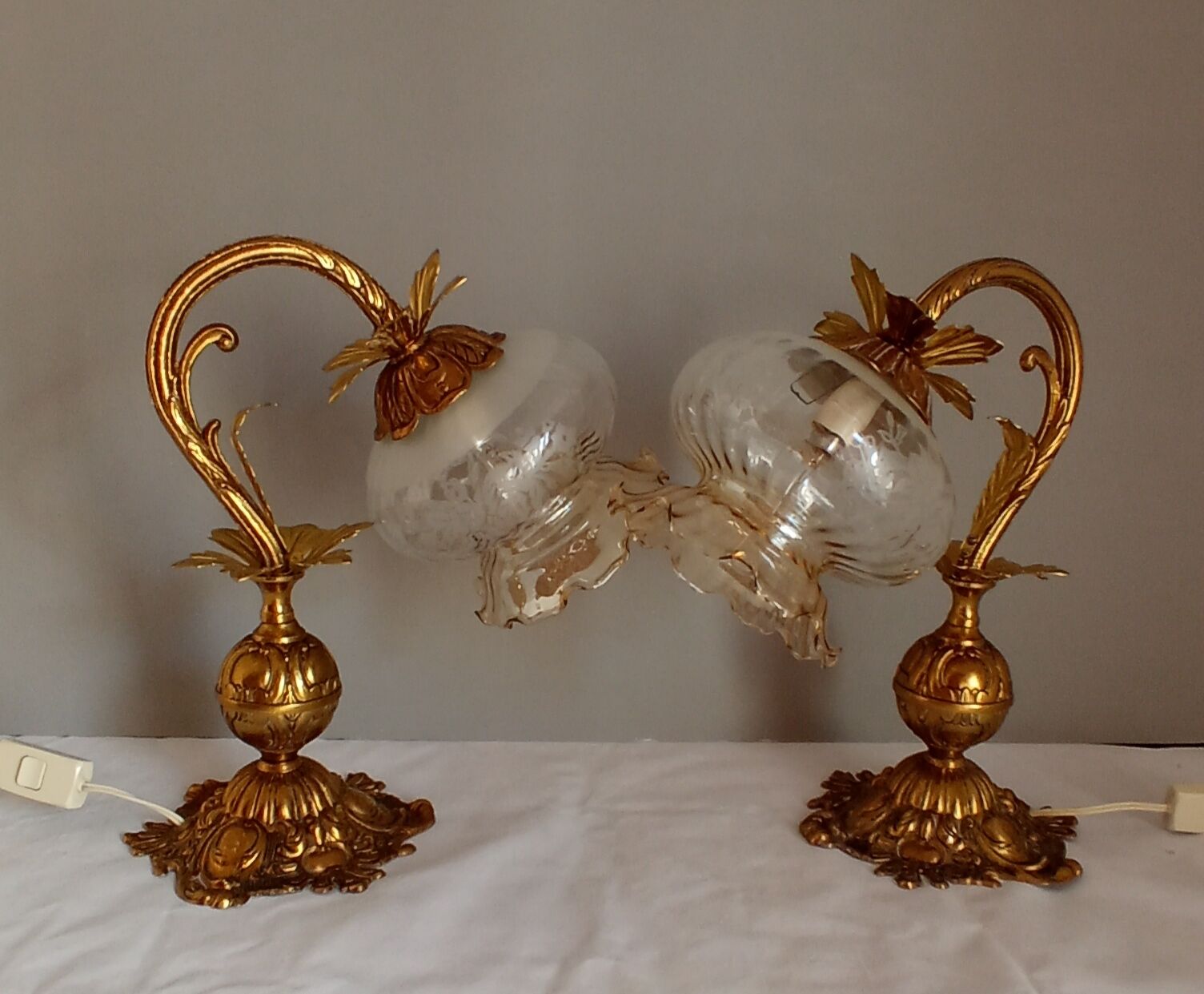Pair of bronze gooseneck lamps