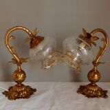 Pair of bronze gooseneck lamps