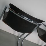 Set of four brown leather dining chairs, Willy Rizzo, 1970