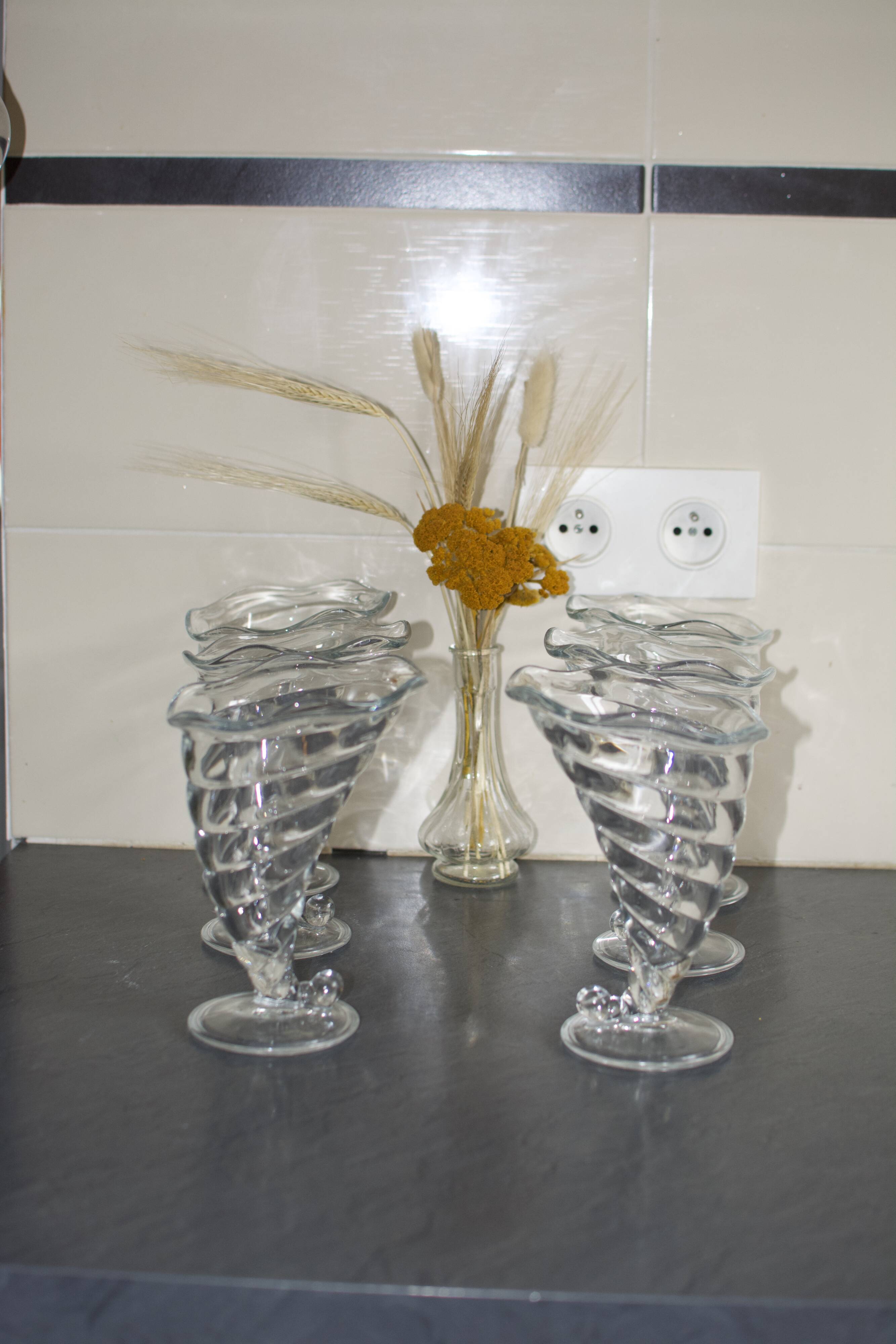 6 Bormioli Rocco Italy Glass Ice Cream Cups