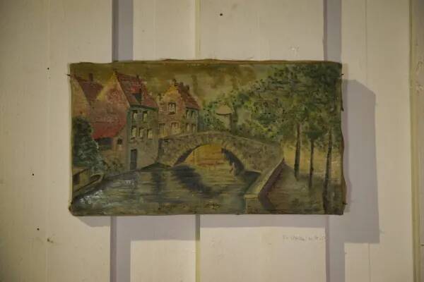 Oil painting popular art Bruges 20th century 1960