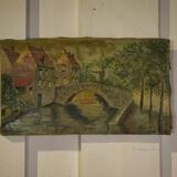 Oil painting popular art Bruges 20th century 1960