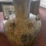 Large handled jar in glazed terracotta