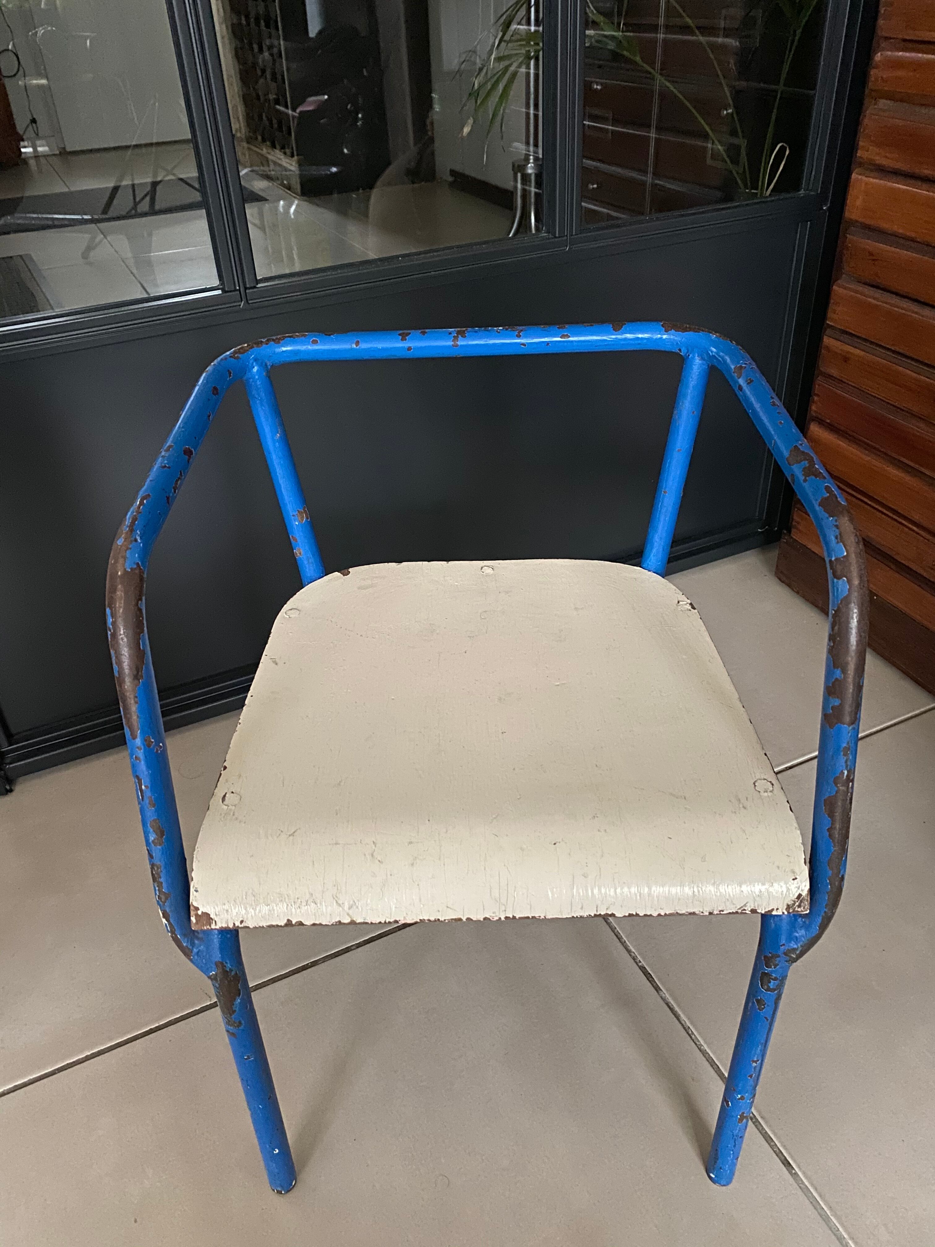 Blue metal child chair
