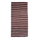 4x9 Red & Navy Blue Pinstriped Pattern Turkish Kilim Rug, 136x284Cm