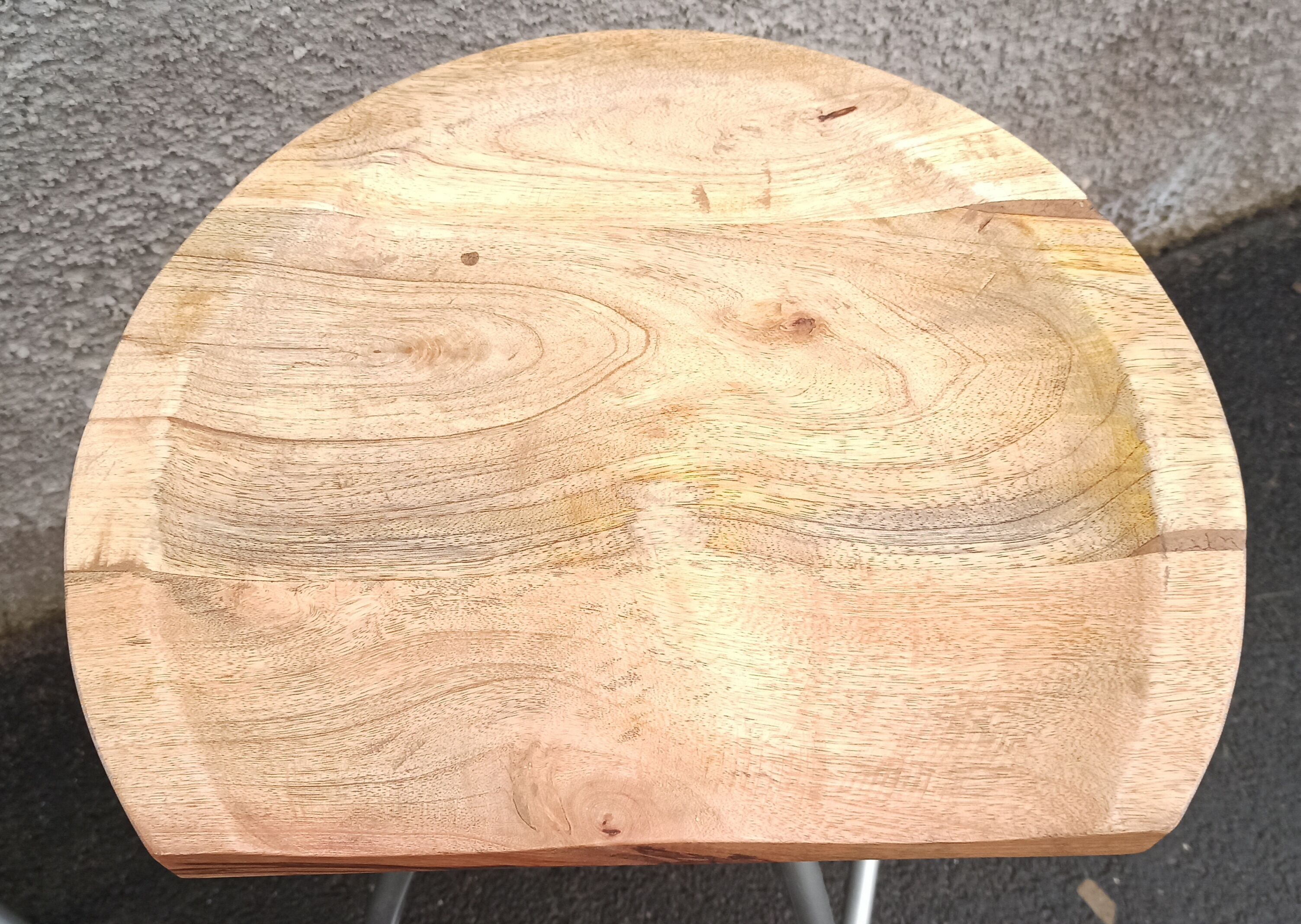 Set of 6 wooden stools with adjustable metal legs