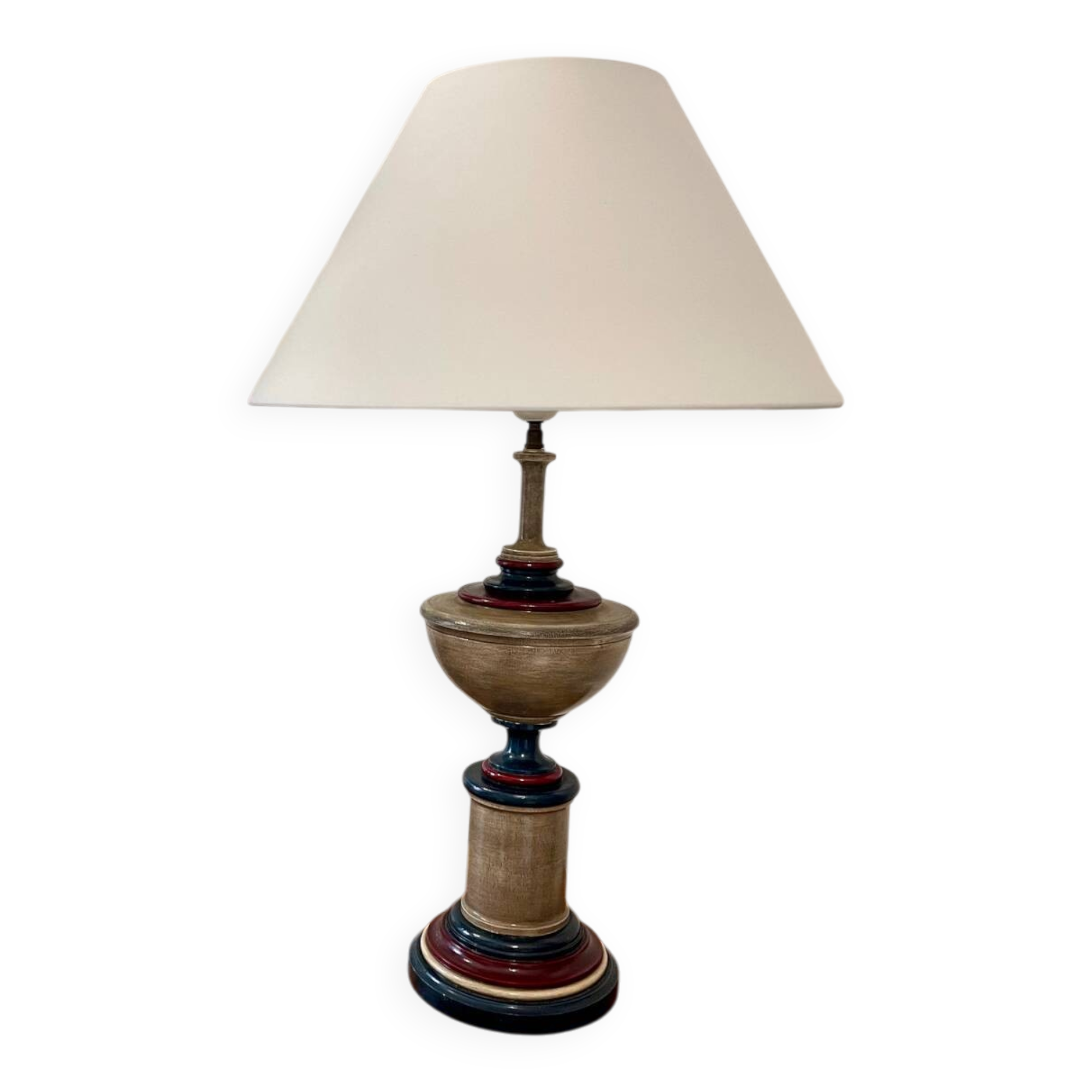 Large turned wooden lamp
