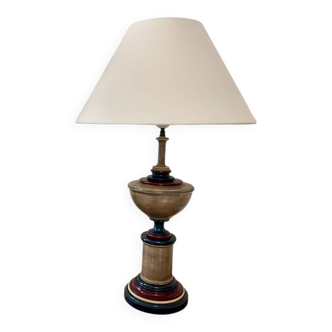 Large turned wooden lamp