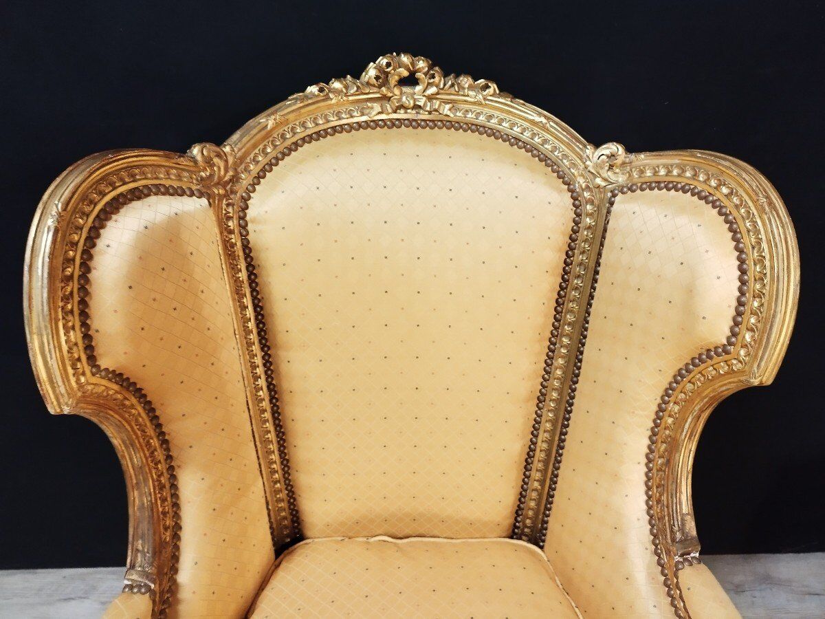 Pair of shepherdess style Louis XV gilded wood XIXth