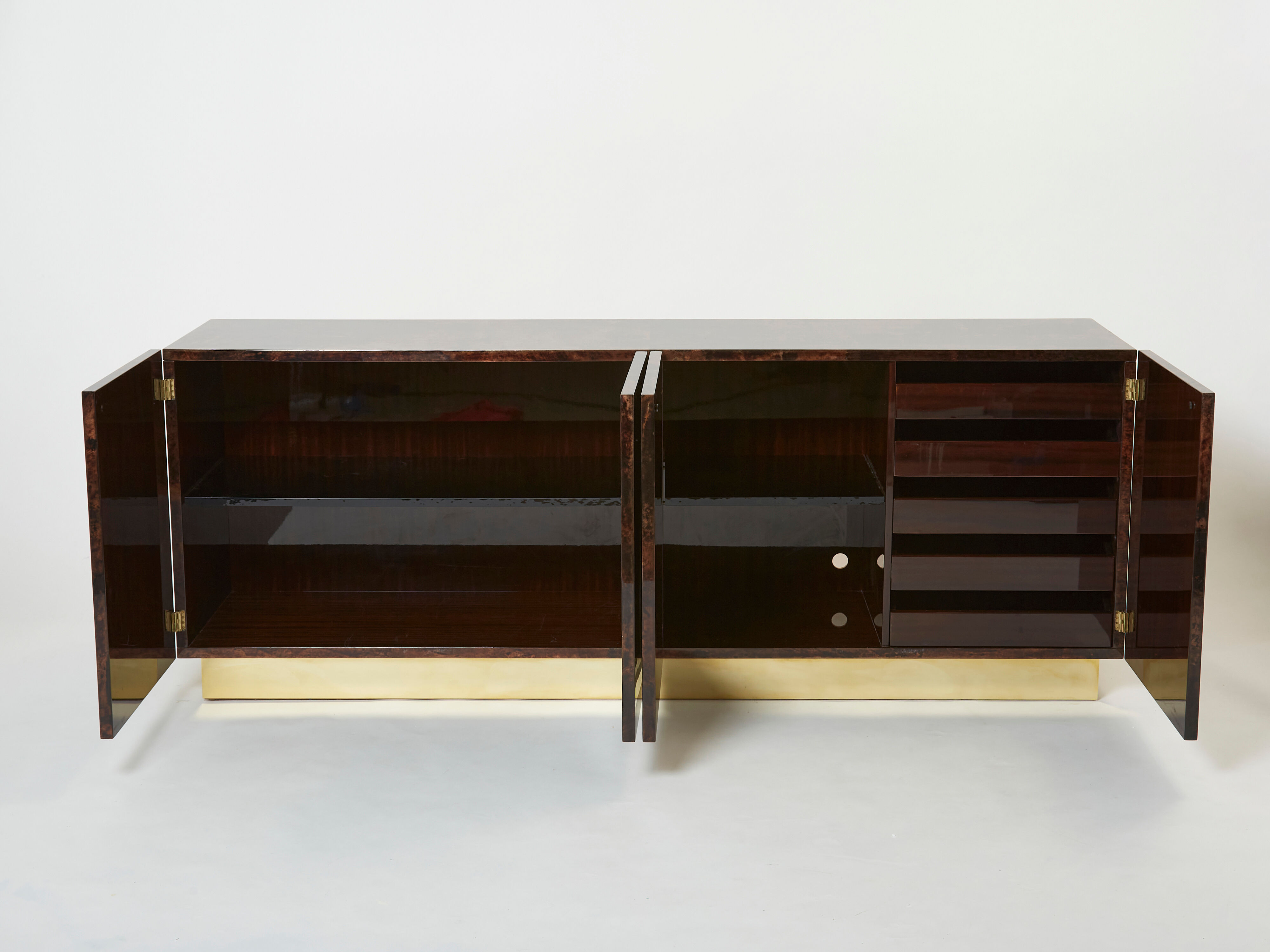 Aldo Tura sideboard in brown parchment and brass 1960