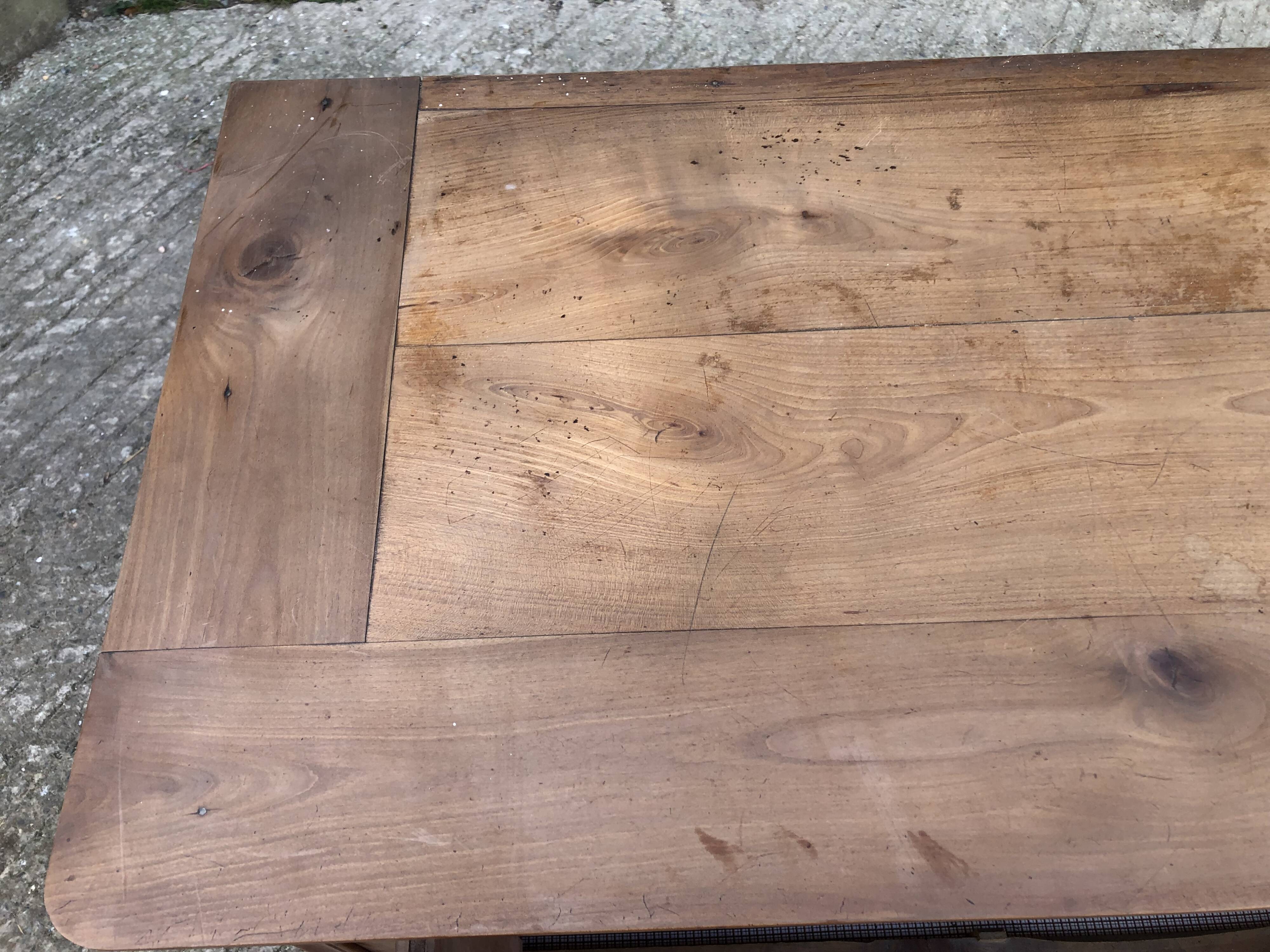 Antique low sideboard in solid cherry wood with 2 doors and 3 drawers
