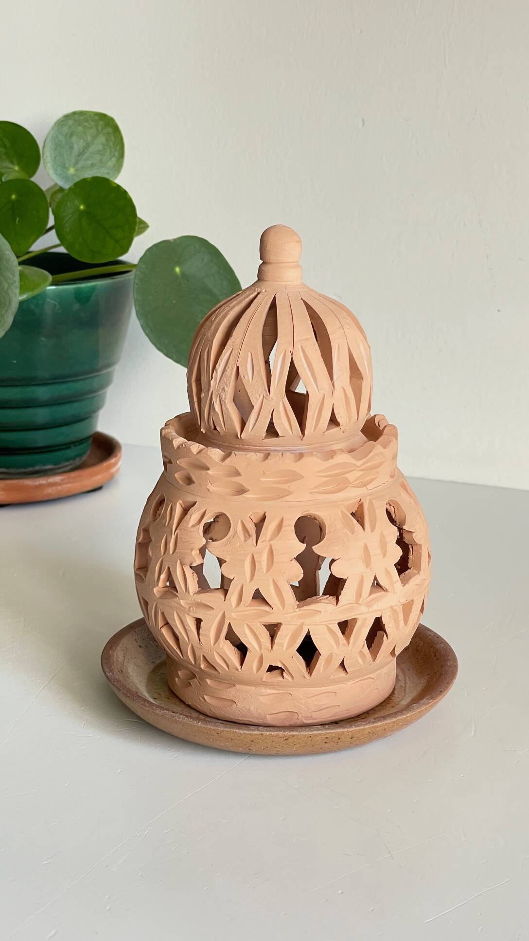 Handmade terracotta tealight candle holder