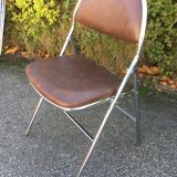 Set de 6 chaises pliantes acier et similicuir 70’s