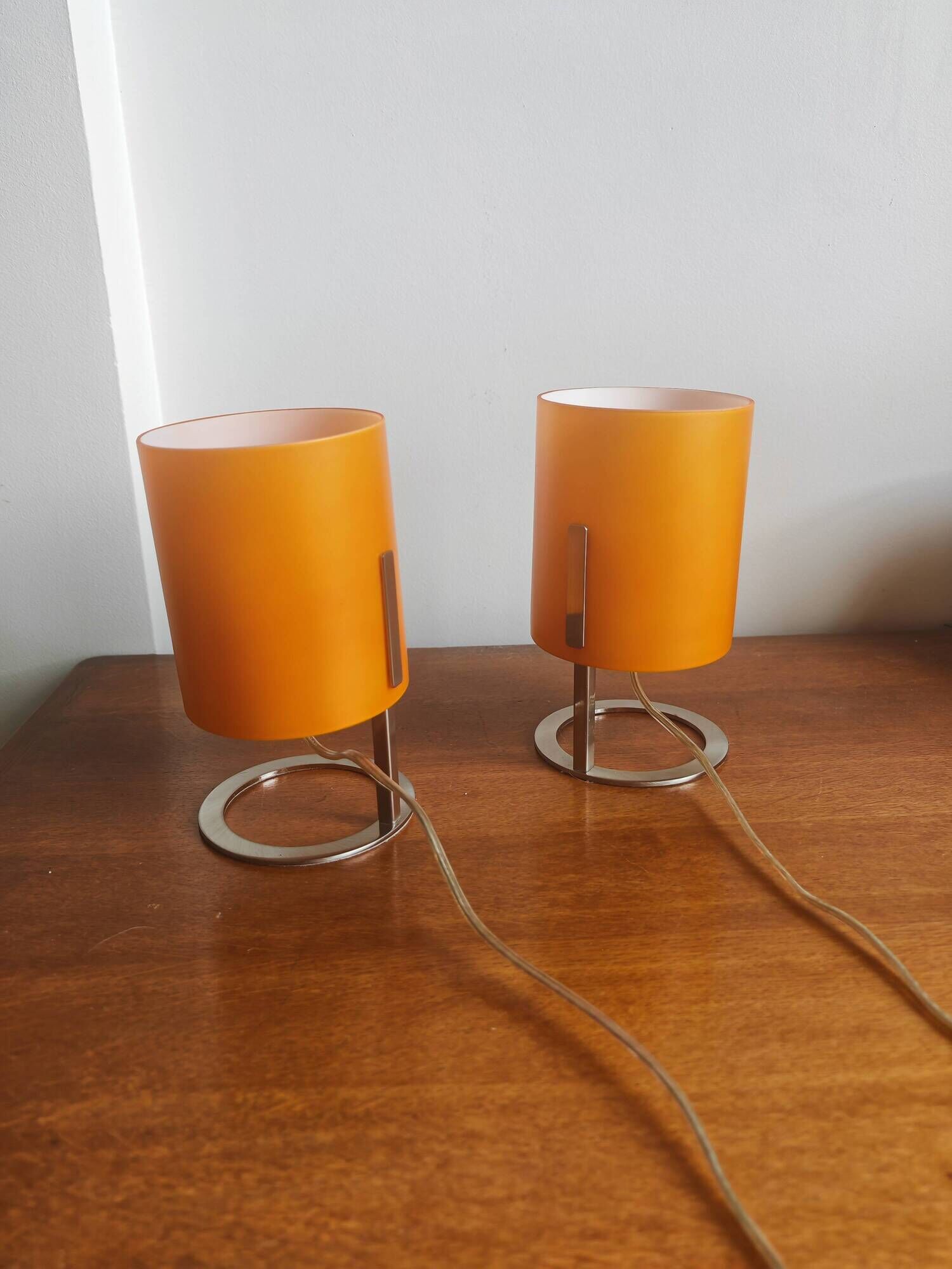 Paire de lampes tubes vintage Orange Pop & Chrome