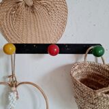 Coat rack 3 hooks metal balls, 50s