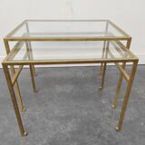 Tables basses gigognes Roger Thibier dorées 1960