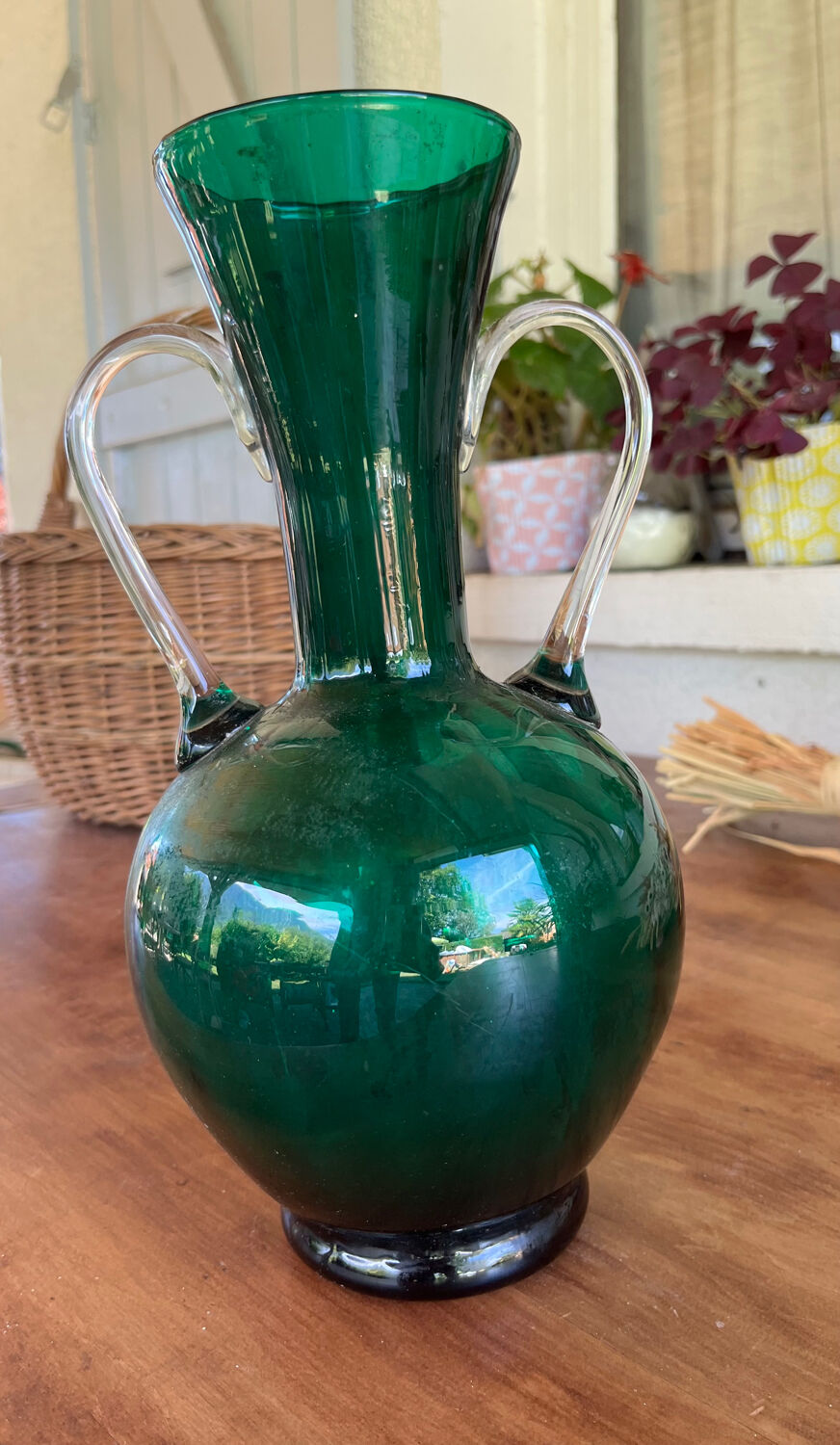 Glass amphora vase