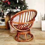 Swivel rattan armchair