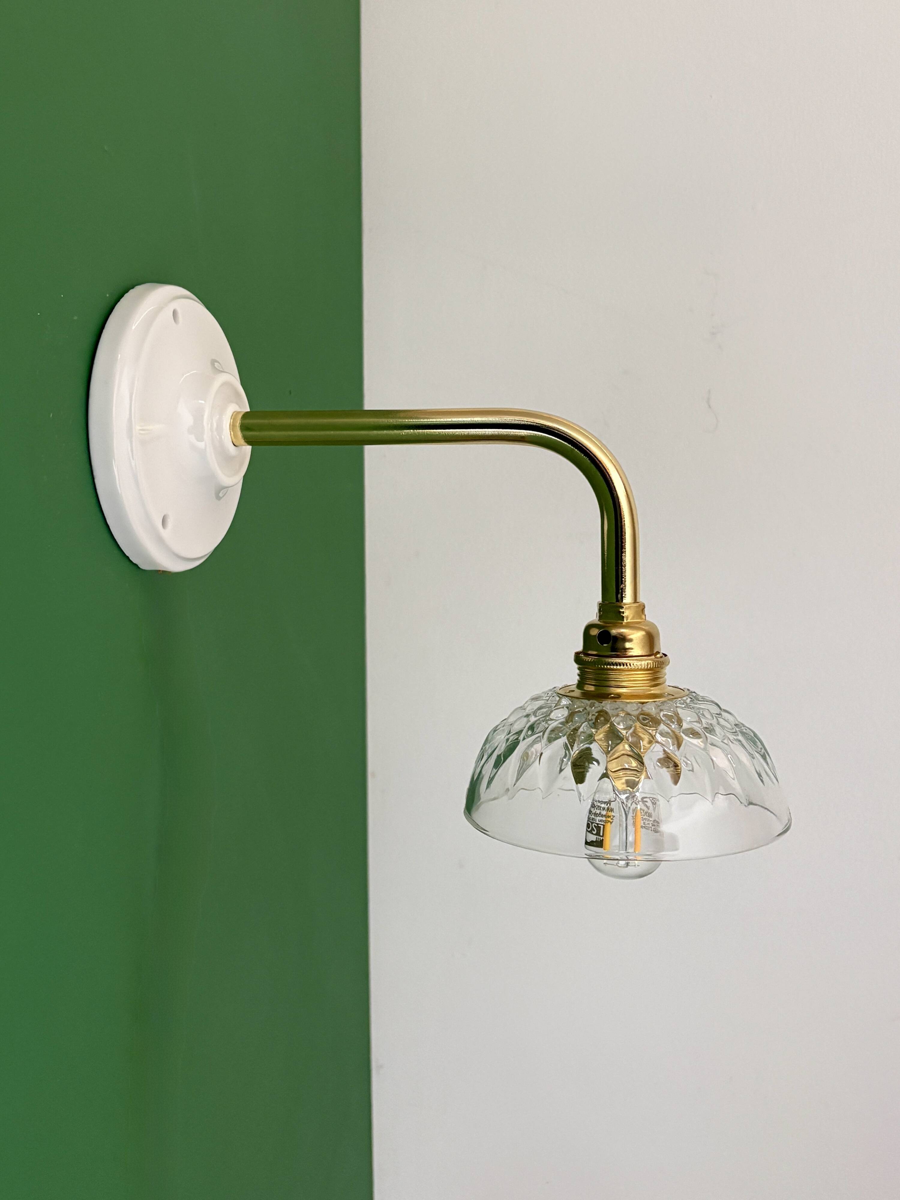 Vintage glass cut lampshade wall light - tableware collection -