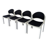 Ensemble de 4 chaises empilables Vintage Aeon Mondial / Chaise de salle à manger postmoderne néerlandaise