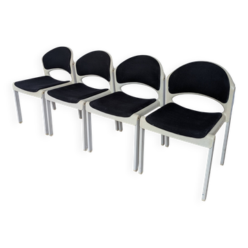 Set of 4 Vintage Aeon Mondial Stackable Chair / Dutch Postmodern Dining Cha