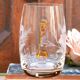 Half-pint mug engraved with floral motifs and with an amber glass handle