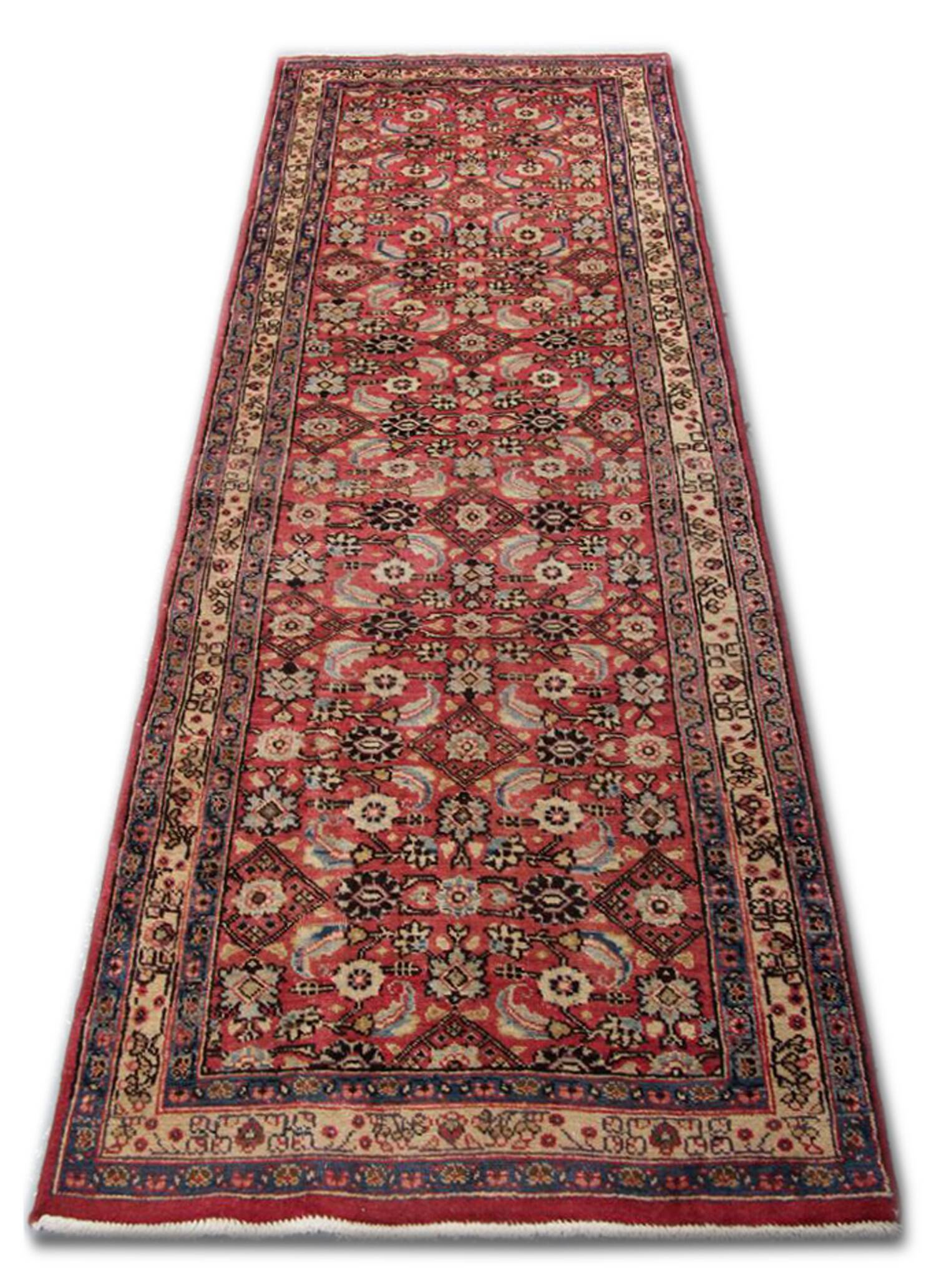 Vintage Hussein Abad Rust Runner, Hand-Knotted Wool Rug 92 x 290 cm