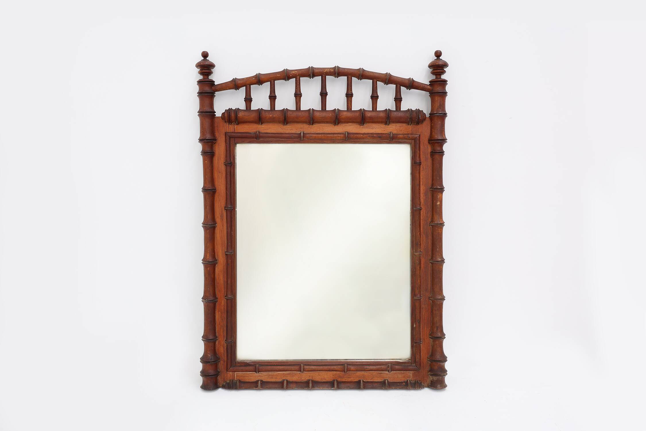 Antique 19th century faux bamboo mirror in wood, France