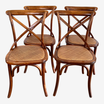 4 wooden chairs and bistro style cannage