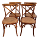 4 chaises bois et cannage style bistrot