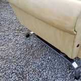 Armchairs and sofa of the 60s/70s in moleskine and chrome base on springs