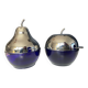 A pair of vintage cobalt glass and silver-plated sugar bowls.
