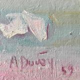 Old painting HST "Bouquet of Roses in a Vase" signed 1959