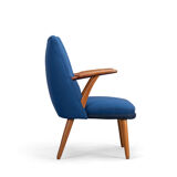 Danish Midcentury Reupholstered Blue Cocktail Chair, 1960s