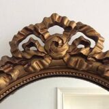 Large Baroque Mirror • Oval Arch • Carved Wood • Resin • 1950