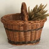 Two-tone braided wicker basket