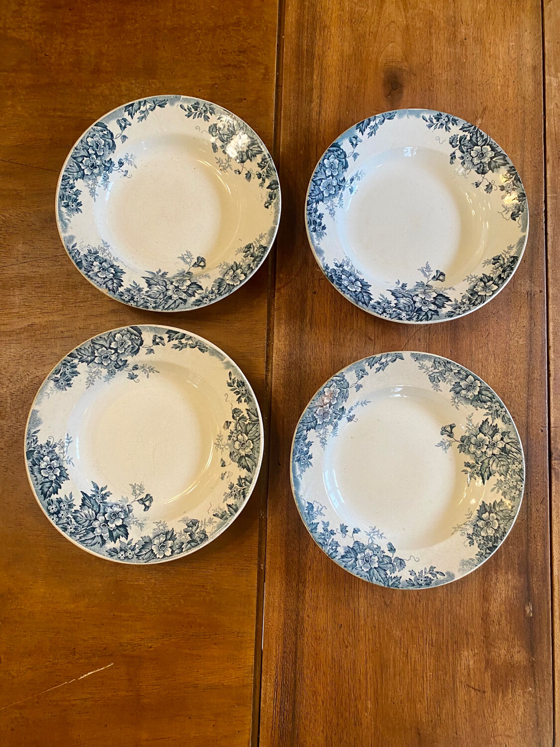 Set of 4 old plates Pierre de Fer, Marie Louise / Moulin des Loups Hamage
