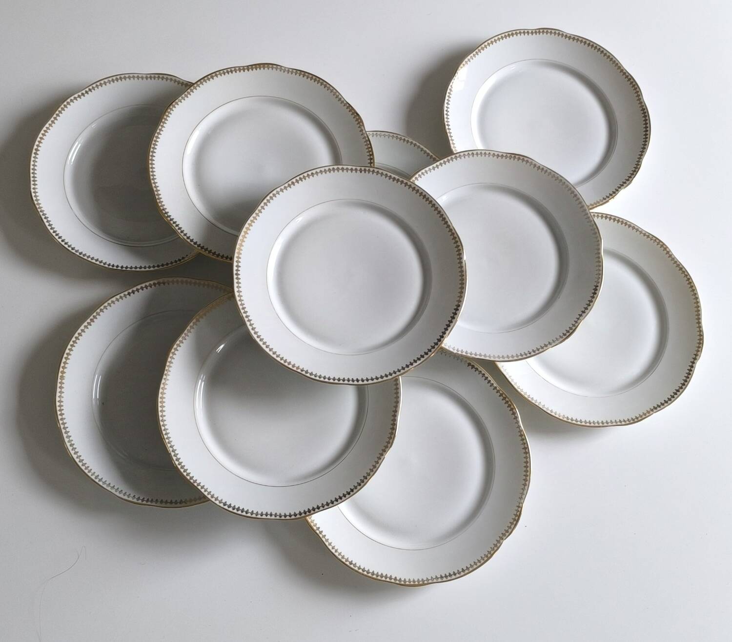 Set of 10 porcelain flat plates