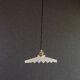 Old pendant light in white pleated glass - delivered with new brass socket and new cable
