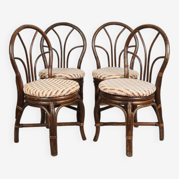 Set of 4 turned wicker chairs, vintage.