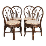 Set of 4 turned wicker chairs, vintage.